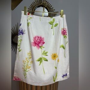 Talbots White Skirt with Floral Design